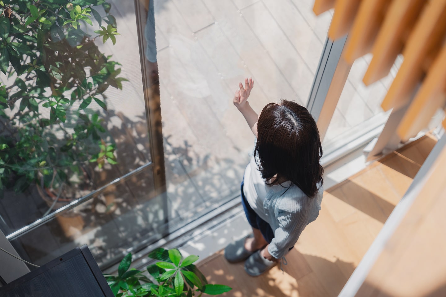 窓から光が差し込む室内
